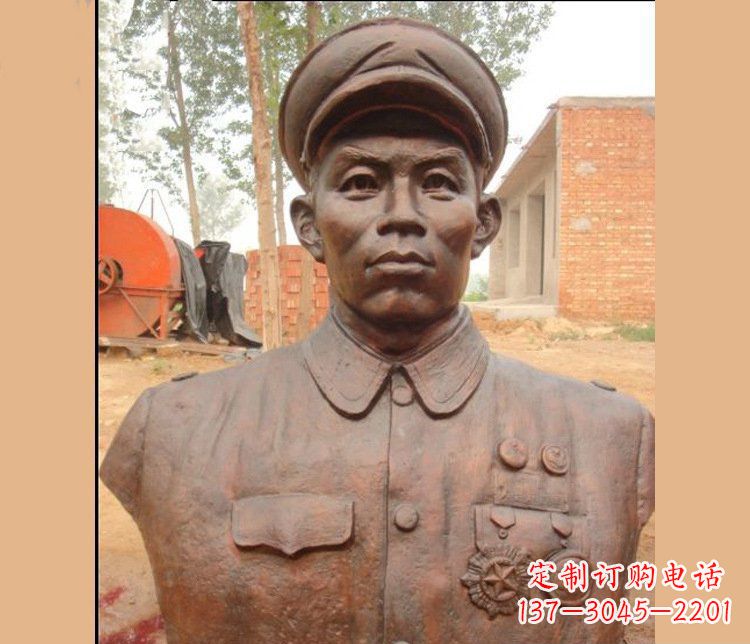 烟台铜雕广场军人胸像雕塑