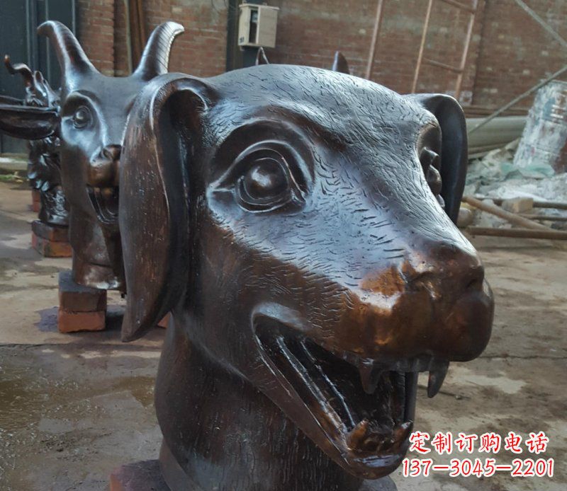 烟台铜雕广场生肖动物头像装饰摆件