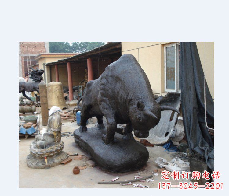 烟台铜雕广场水牛动物雕塑
