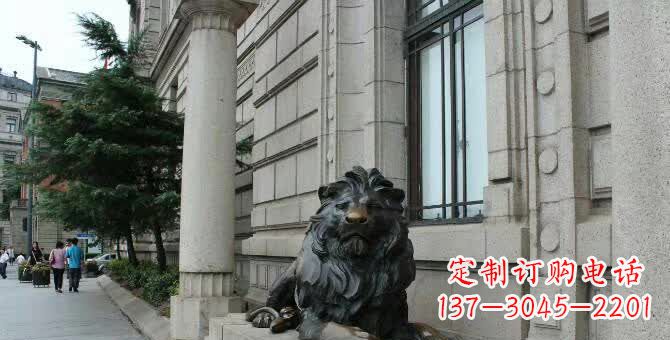 烟台铜雕跪姿狮子