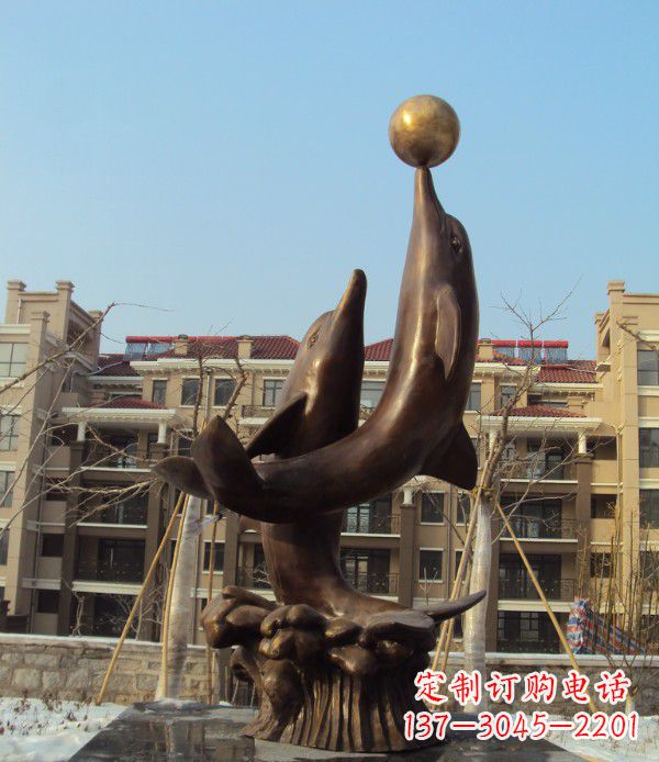 烟台铜雕海豚雕塑 (2)