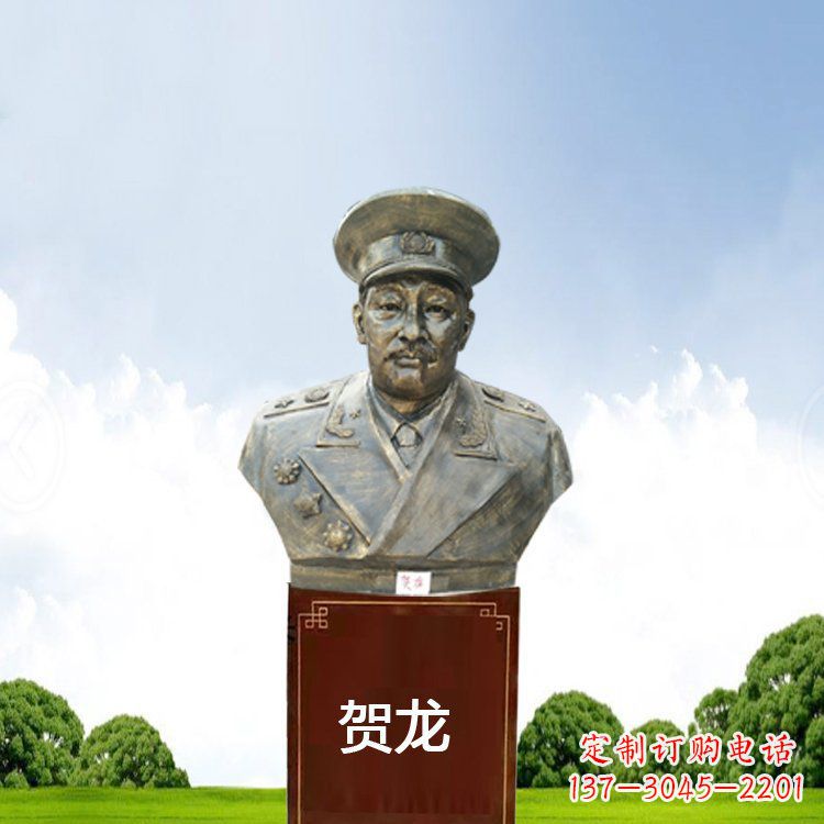 烟台铜雕贺龙头像
