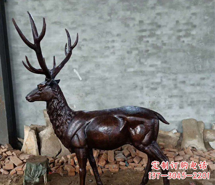 烟台铜雕户外公园动物雕塑鹿摆件