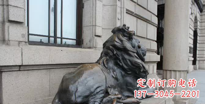 烟台铜雕汇丰卧姿狮子