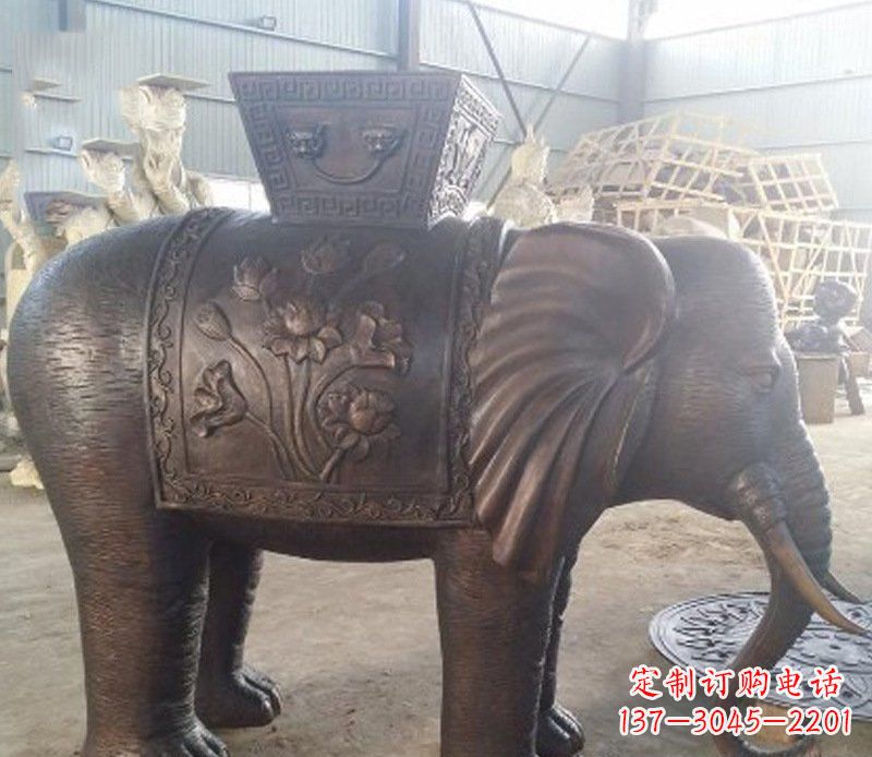 烟台铜雕吉祥大象园林动物摆件