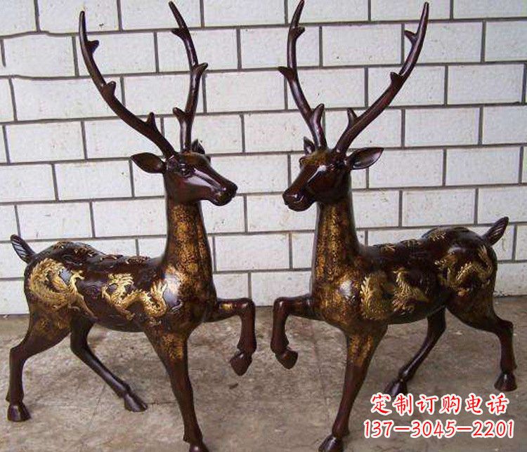烟台铜雕吉祥复古梅花鹿雕塑摆件