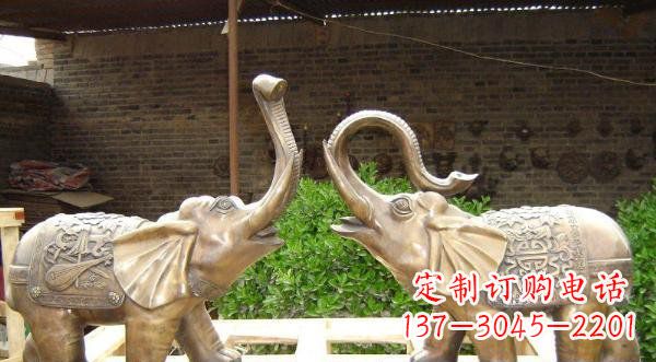 烟台铜雕吉祥小象公园动物雕塑