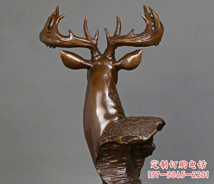 烟台铜雕吉祥招财鹿头雕塑摆件