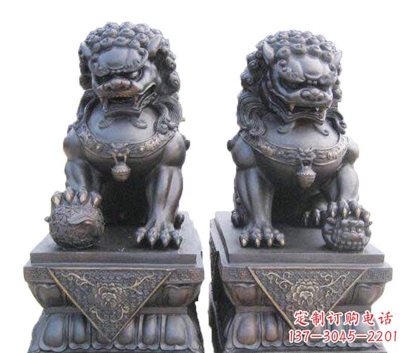 烟台铜雕酒店镇宅招财狮子摆件 (2)