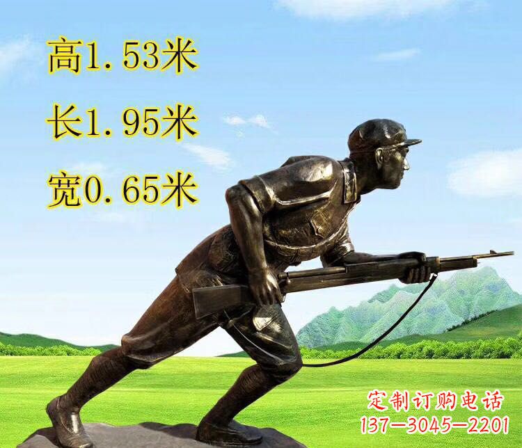 烟台铜雕拿枪战士雕塑