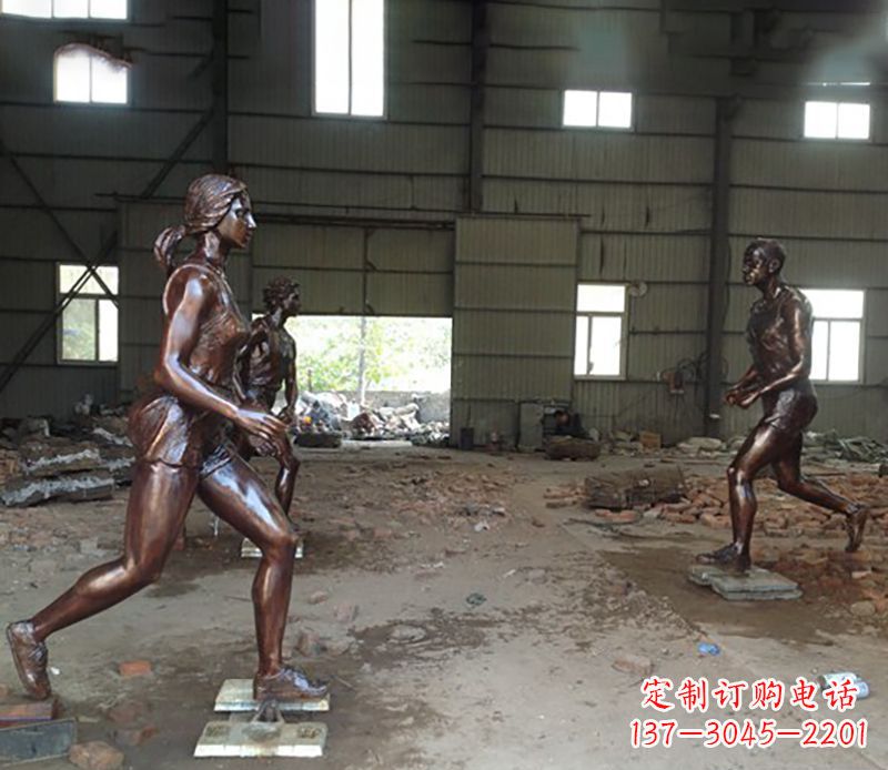 烟台铜雕跑步女生