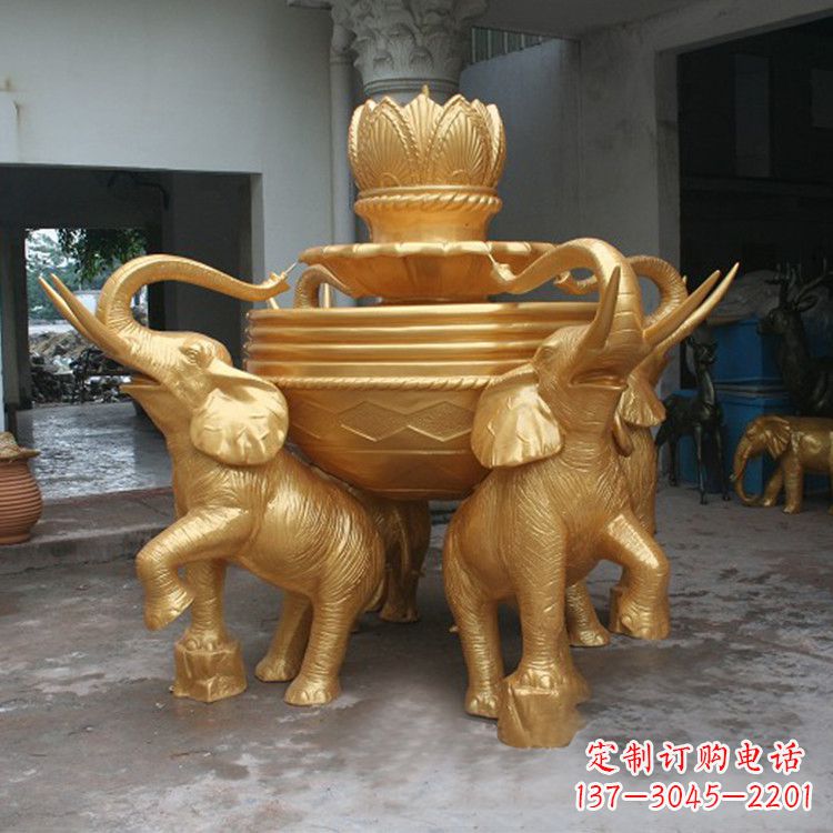 烟台铜雕喷水大象雕塑