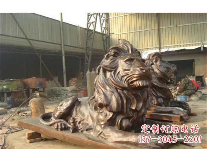 烟台铜雕狮子公司门口雕塑