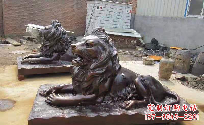 烟台铜雕狮子户外摆件镇宅动物雕塑