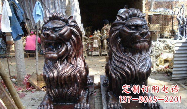 烟台铜雕狮子公司门口雕塑 (2)
