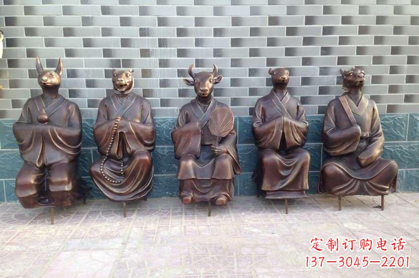 烟台铜雕兽首人身十二生肖雕塑
