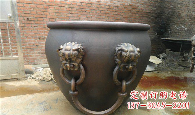 烟台铜雕水缸寺庙景观雕塑_2