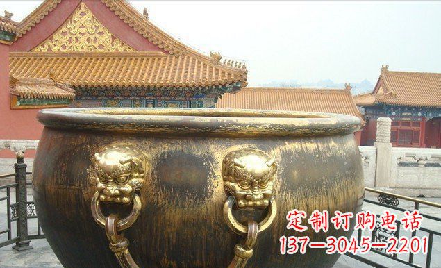 烟台铜雕水缸寺庙景观雕塑 (2)