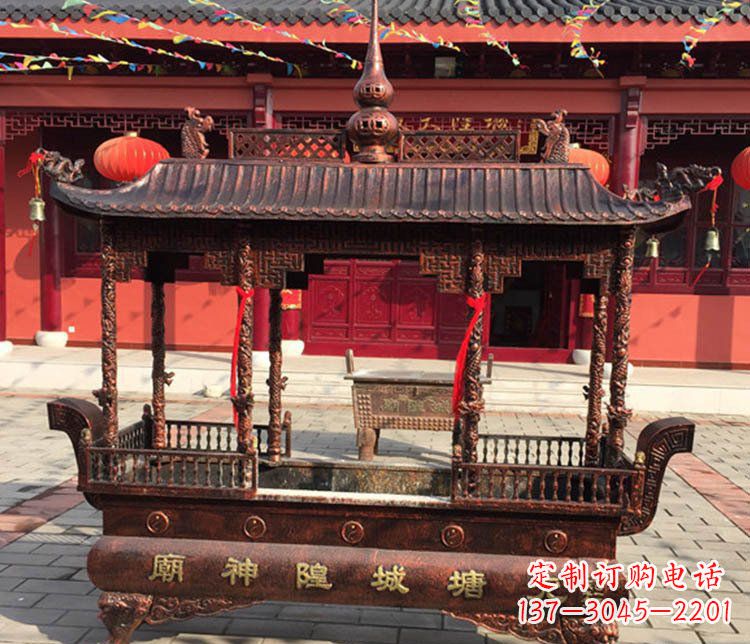 烟台铜雕寺庙佛光普照香炉雕塑摆件