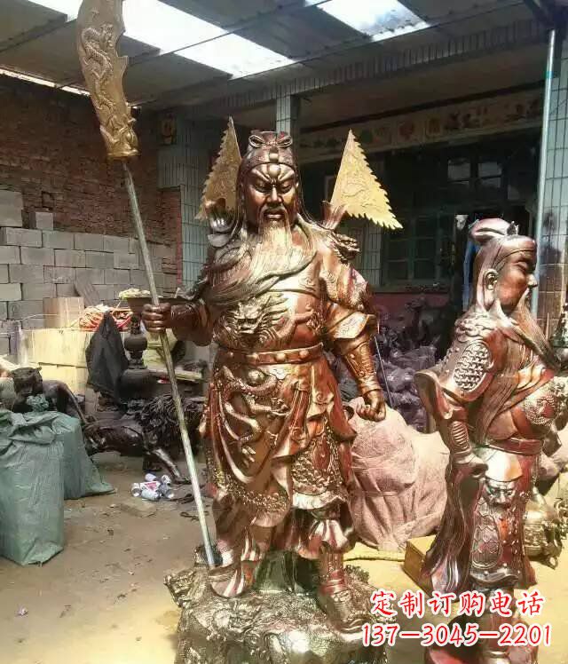 烟台铜雕武财神持刀关公雕塑