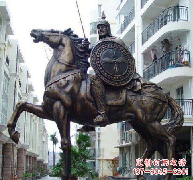 烟台铜雕西方骑马的人物
