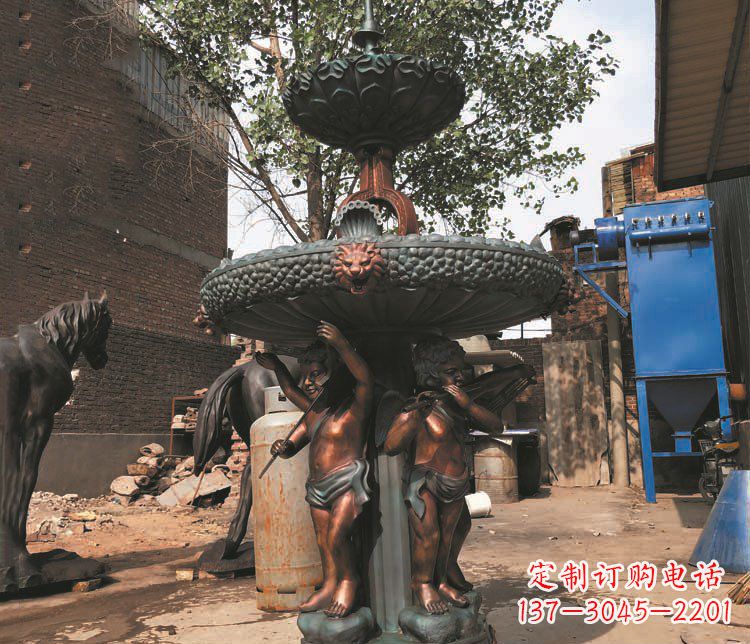 烟台铜雕西方人物喷泉景观雕塑