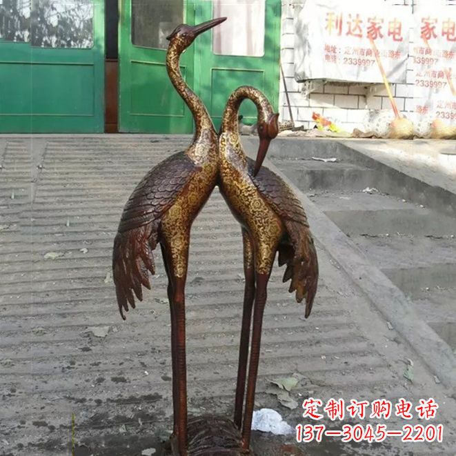 烟台铜雕仙鹤夫妻