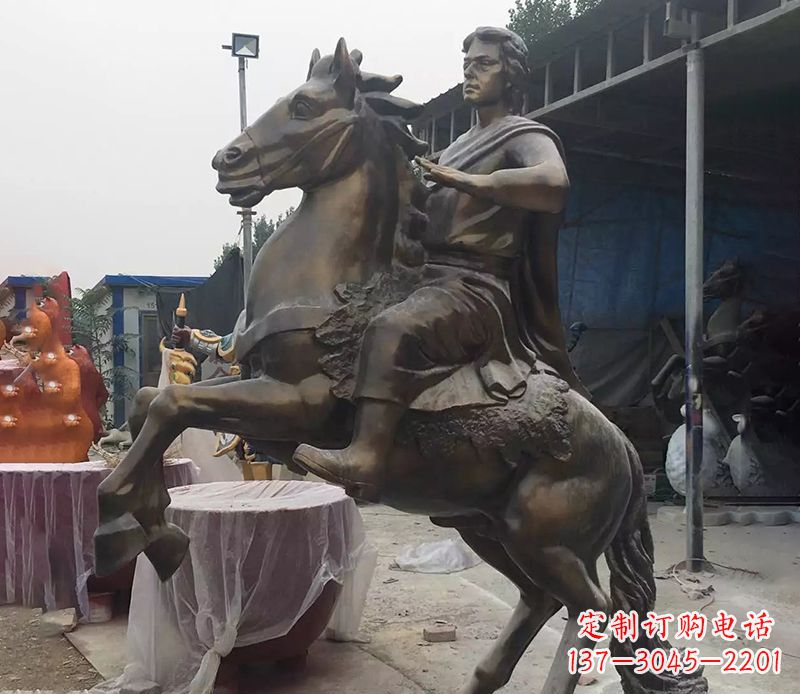 烟台铜雕现代骑马人物公园景观