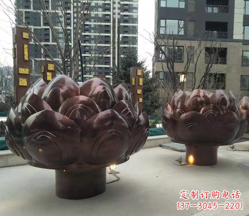 烟台铜雕小区景观荷花