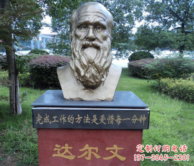 烟台铜雕校园达尔文肖像雕塑