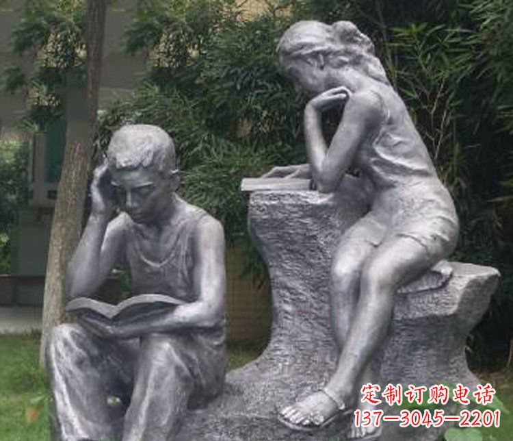 烟台铜雕校园读书学生摆件