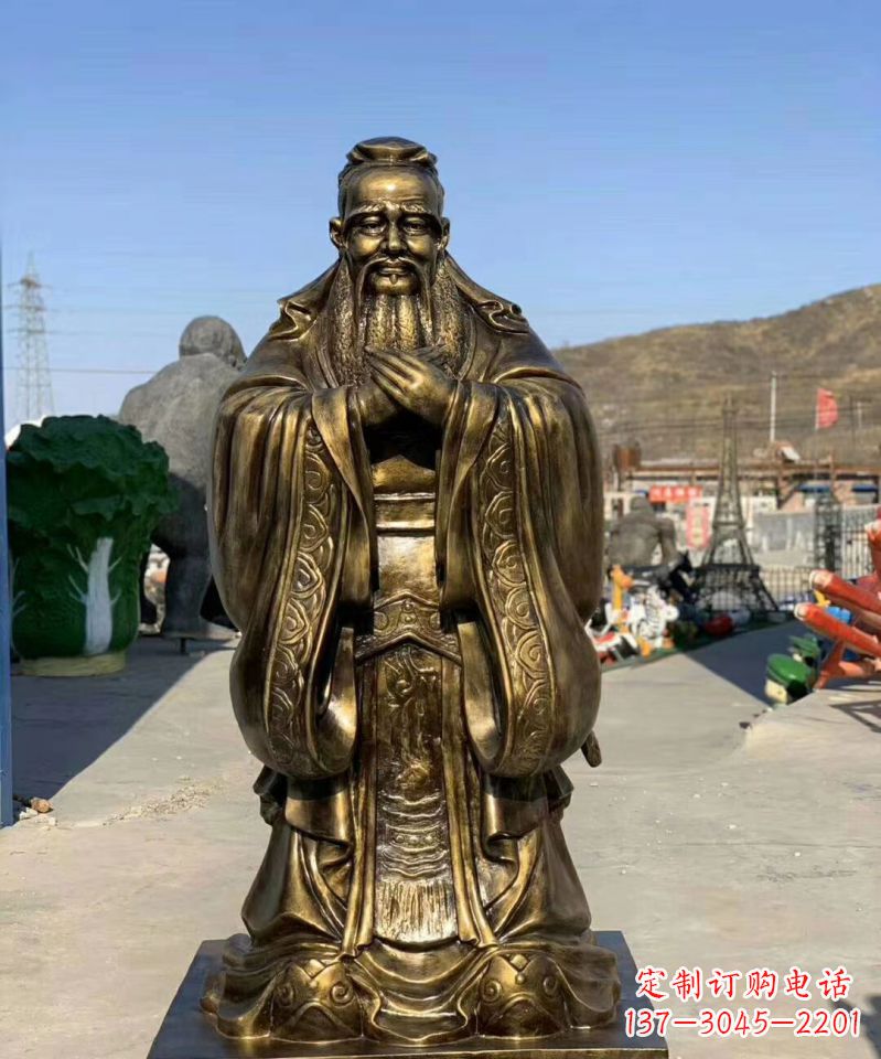 烟台铜雕学校孔子人物雕塑