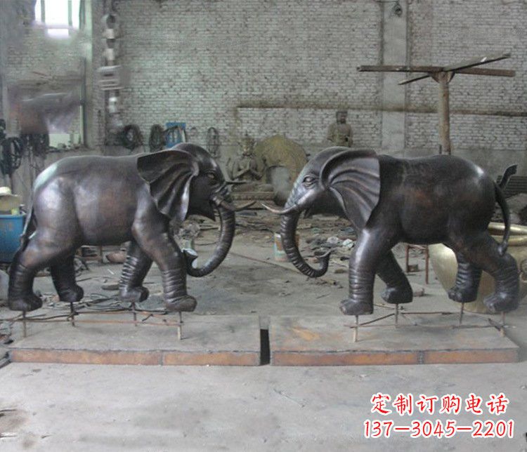 烟台铜雕园林动物大象雕塑 (2)