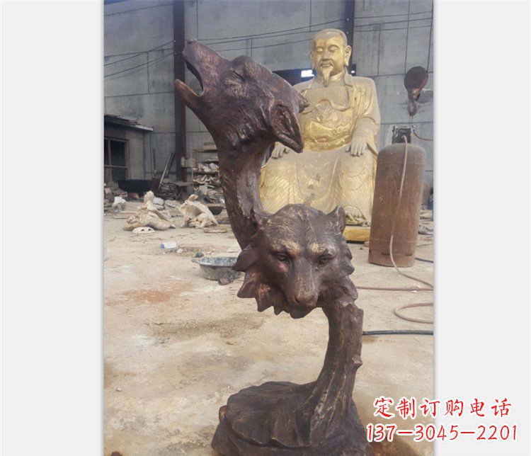 烟台铜雕园林金钱豹动物雕塑