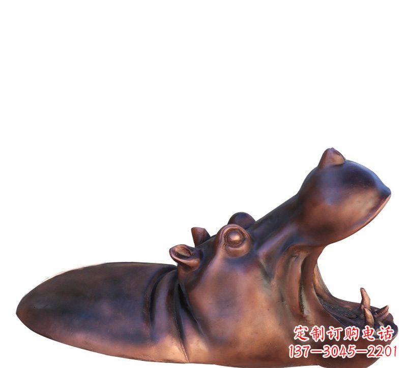 烟台铜雕张嘴河马
