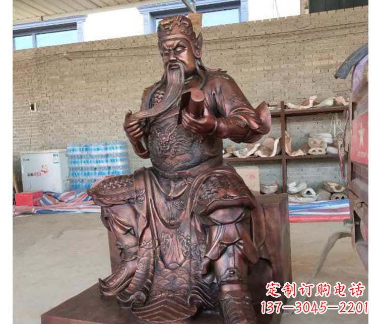 烟台铜雕镇宅关公寺庙神像雕塑摆件 (3)
