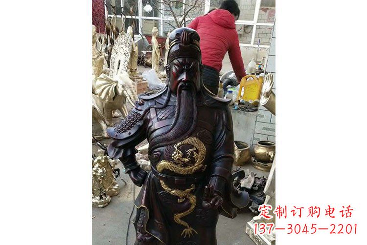 烟台铜雕镇宅关公寺庙神像雕塑摆件 (4)