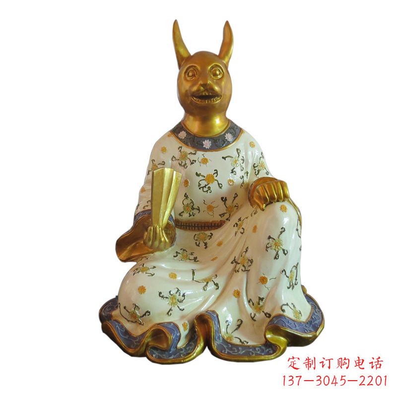 烟台兔-玻璃钢彩绘生肖雕塑