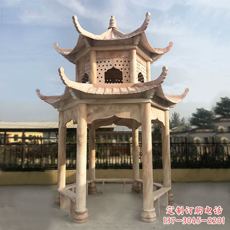 烟台晚霞红大理石凉亭雕塑
