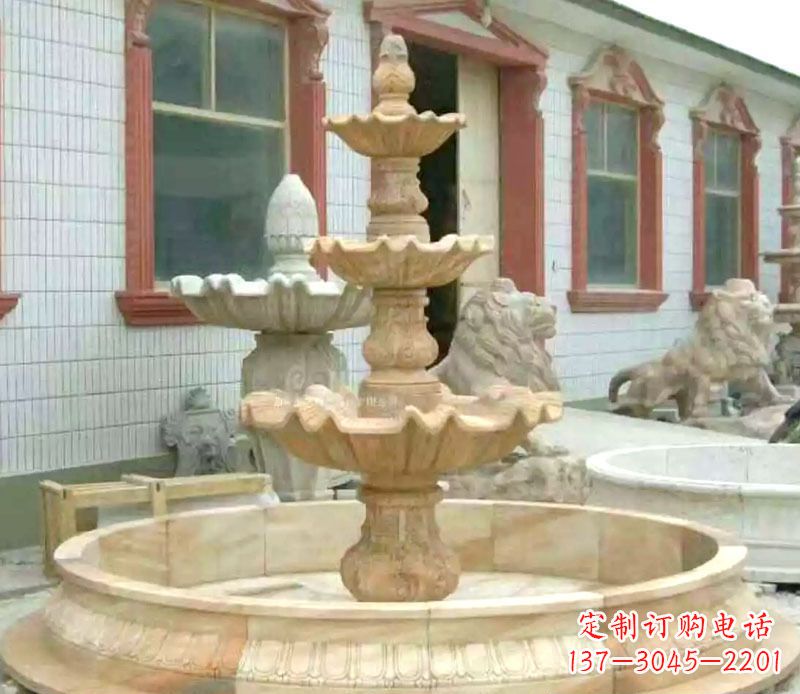 烟台晚霞红大型喷泉石雕 (3)