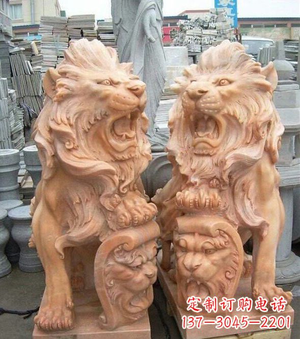 烟台晚霞红盾牌欧式狮子