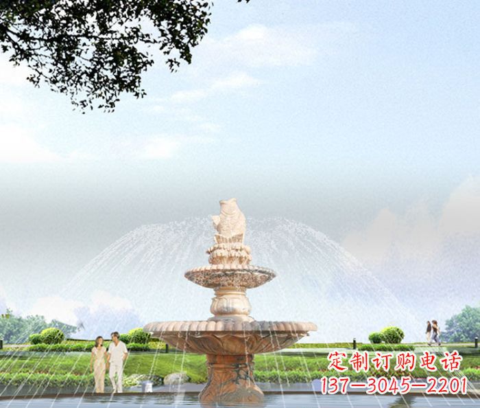 烟台晚霞红多层大型石雕喷泉 (4)