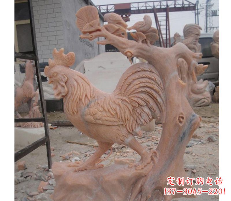 烟台晚霞红公鸡雕塑