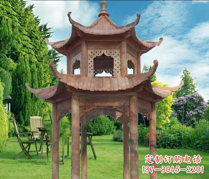 烟台晚霞红公园建筑凉亭