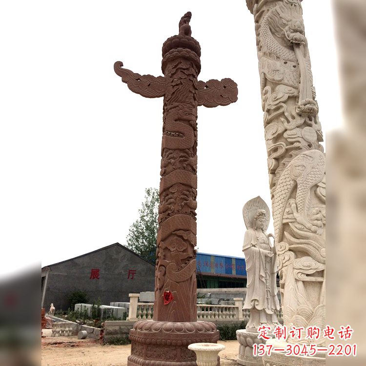 烟台晚霞红华表石柱