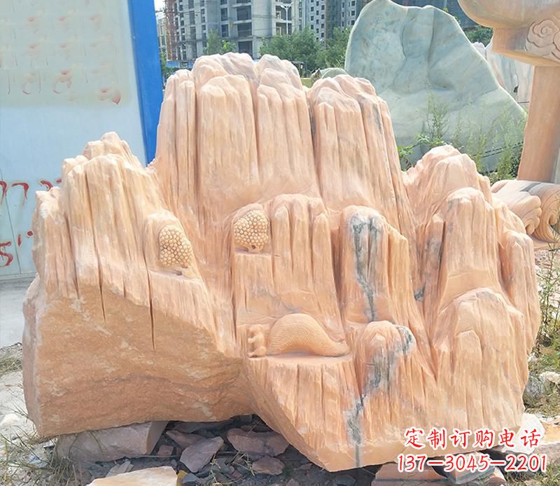 烟台晚霞红景观假山雕塑