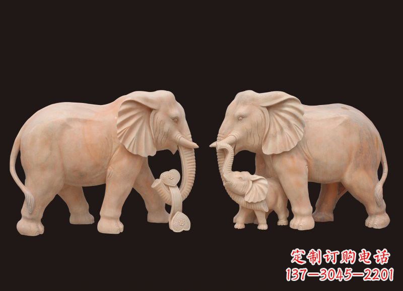 烟台晚霞红母子大象雕塑