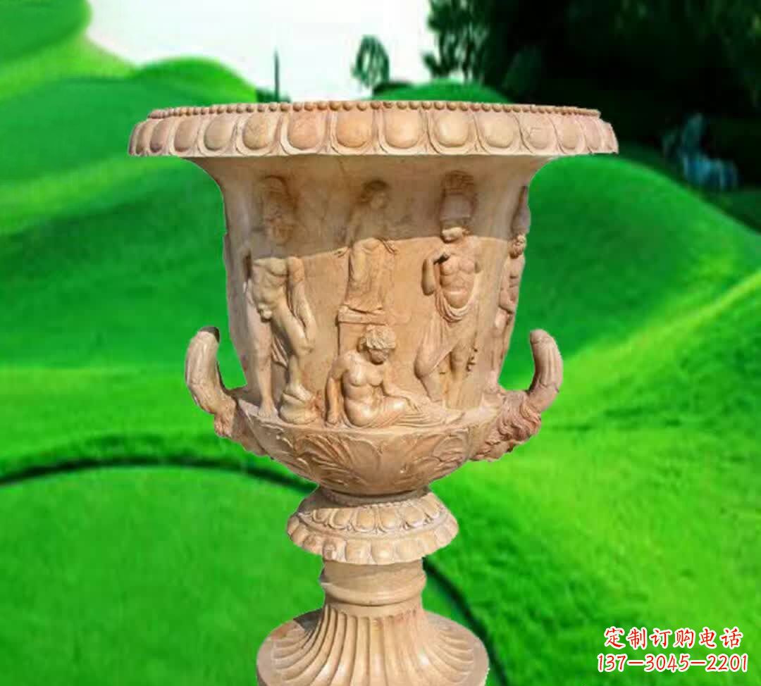 烟台晚霞红欧式花盆石雕