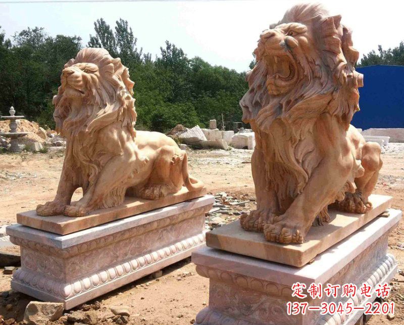 烟台晚霞红欧式狮子雕塑222