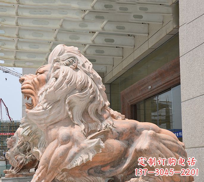 烟台晚霞红欧式狮子石雕 (3)